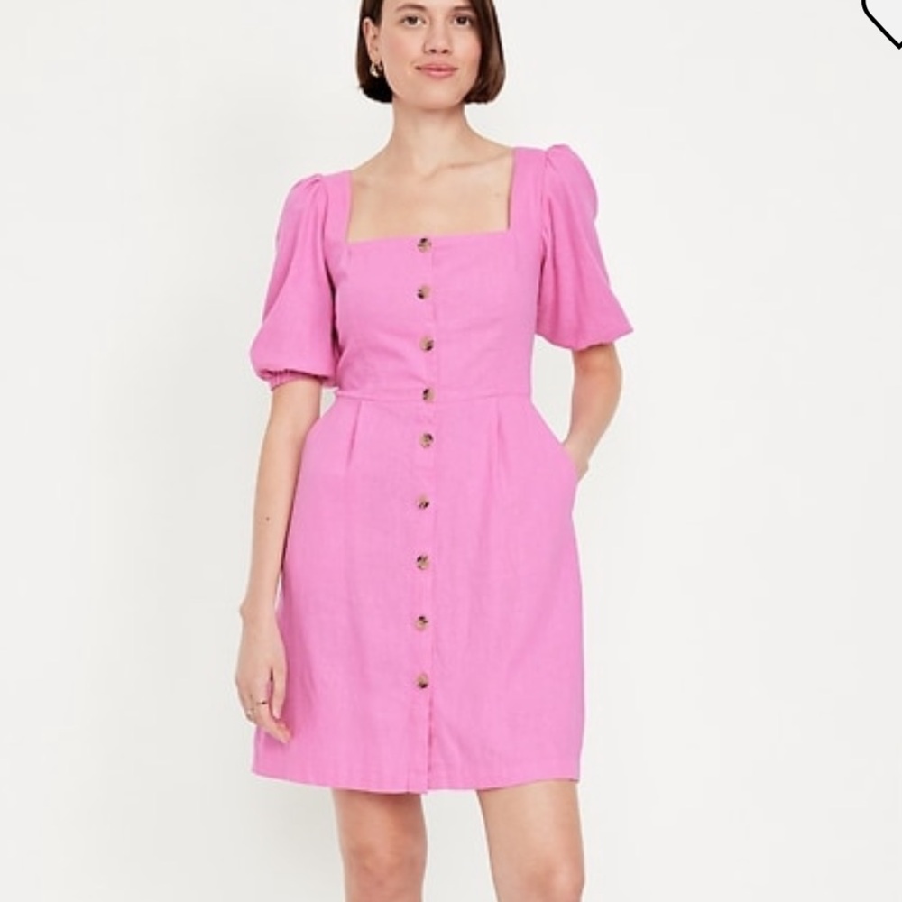 Old Navy Pink Puff Sleeve Mini Dress
